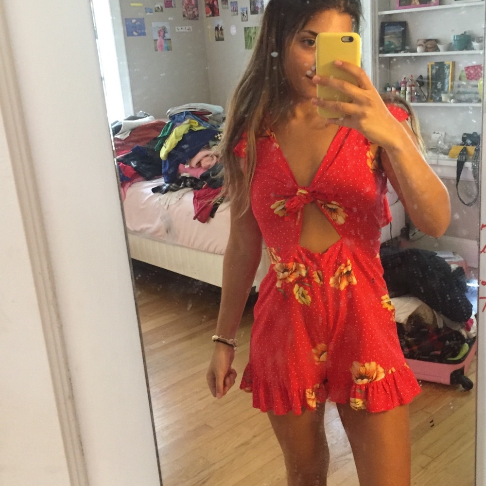 Red flowy summer dress